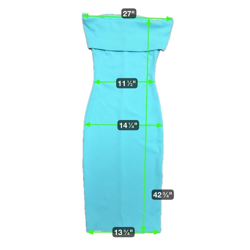 Goddiva London Mint Green Bodycon Dress Size 6 Off-Shoulder Midi Cocktail Dress - Picture 10 of 10